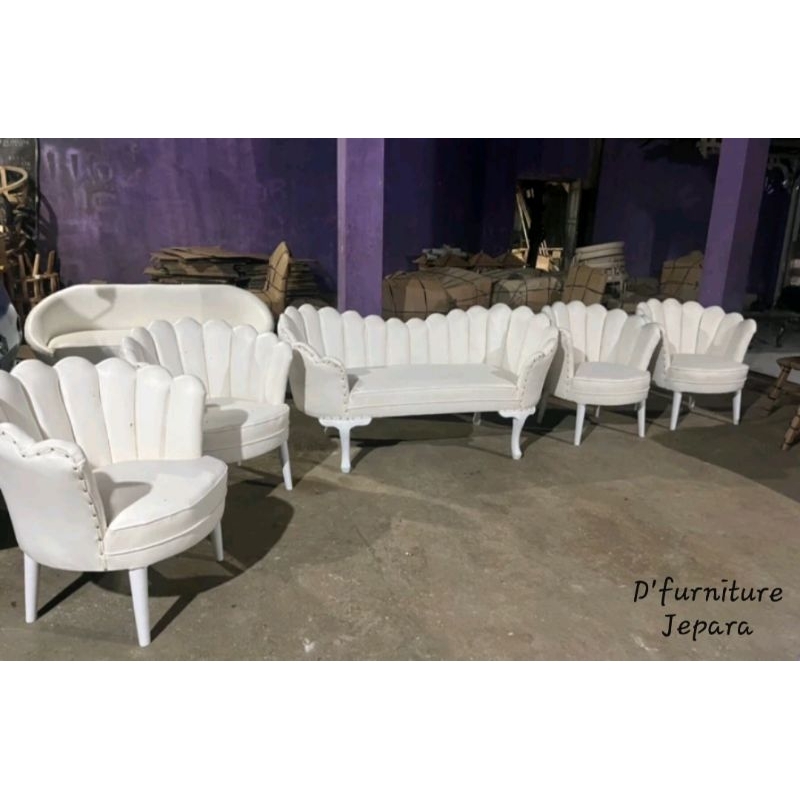 sofa pelaminan kursi sofa lesti pelaminan kerang (kain oscar anti air)  kursi sofa kipas