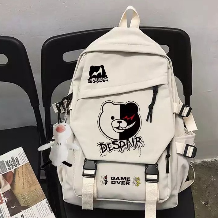 Paling Diminati Ransel Anime Danganronpa Monokuma Ransel Pria Warna Solid Kasual Wanita Pria Ransel 