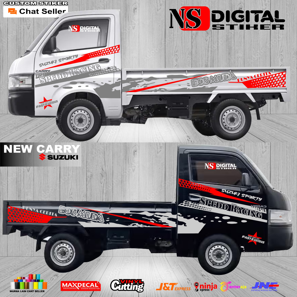 Stiker mobil pick up new carry stiker cutting body bak samping suzuki new carry terbaru