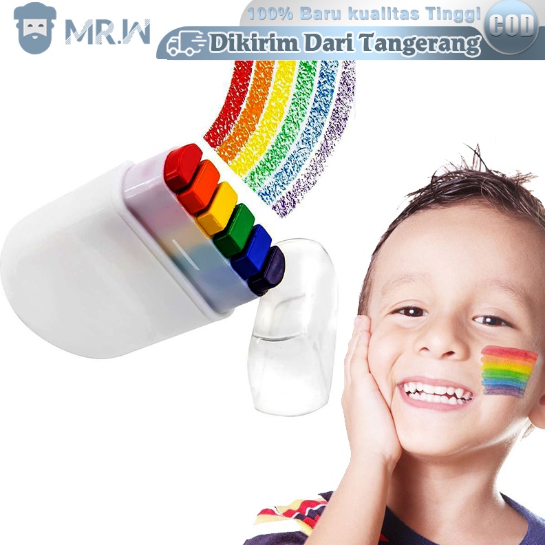 

6 Warna Cat Wajah Face Painting 2pcs Rainbow Face Body Painting Palette Wajah Face Painting Imagic ART A6R7