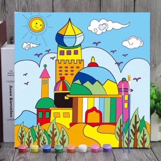 

BS Kanvas Lukis 3x3cm Untuk Anak Canvas Painting For Kids Termasuk Cat Kuas Frame Kayu ART C3X2