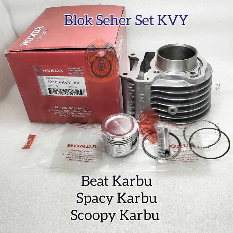 CYLINDER BLOK SEHER PISTON RING KOMPLIT HONDA KVY ASLI ORIGINAL BEAT KARBU SCOOPY CARBU SPACY KARBU