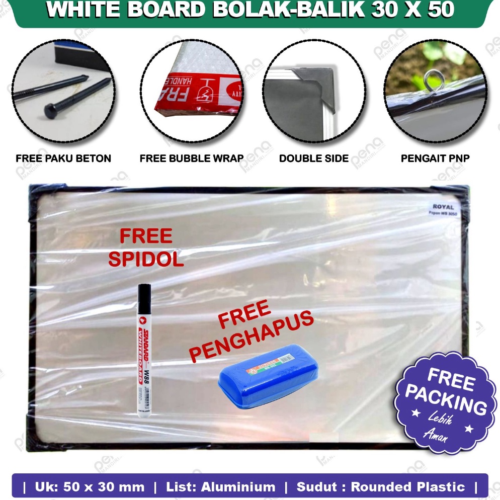 

Whiteboard Kecil Murah White Board 3 x 5 cm Bonus Spidol ART S7Y7