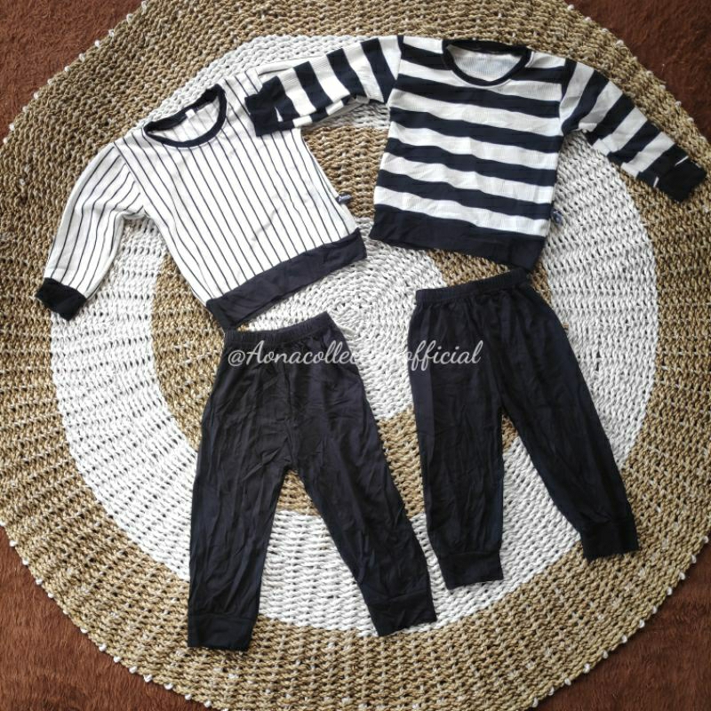 	 Setelan Baju Anak Jogger Motif Salur / Belang / Garis garis bahan Rayon Adem by Aona Unisex (Laki-laki dan Perempuan) bahan Premium Spandex Rayon Adem	