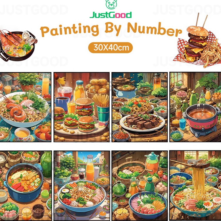 

With Frame Lukisan Minyak Seri Ramen Paint By Number Set 3 x 4 cm Realism Edition DIY Painting Kit Numbers Lukis Canvas Living Room Hanging Painting ART I1F3
