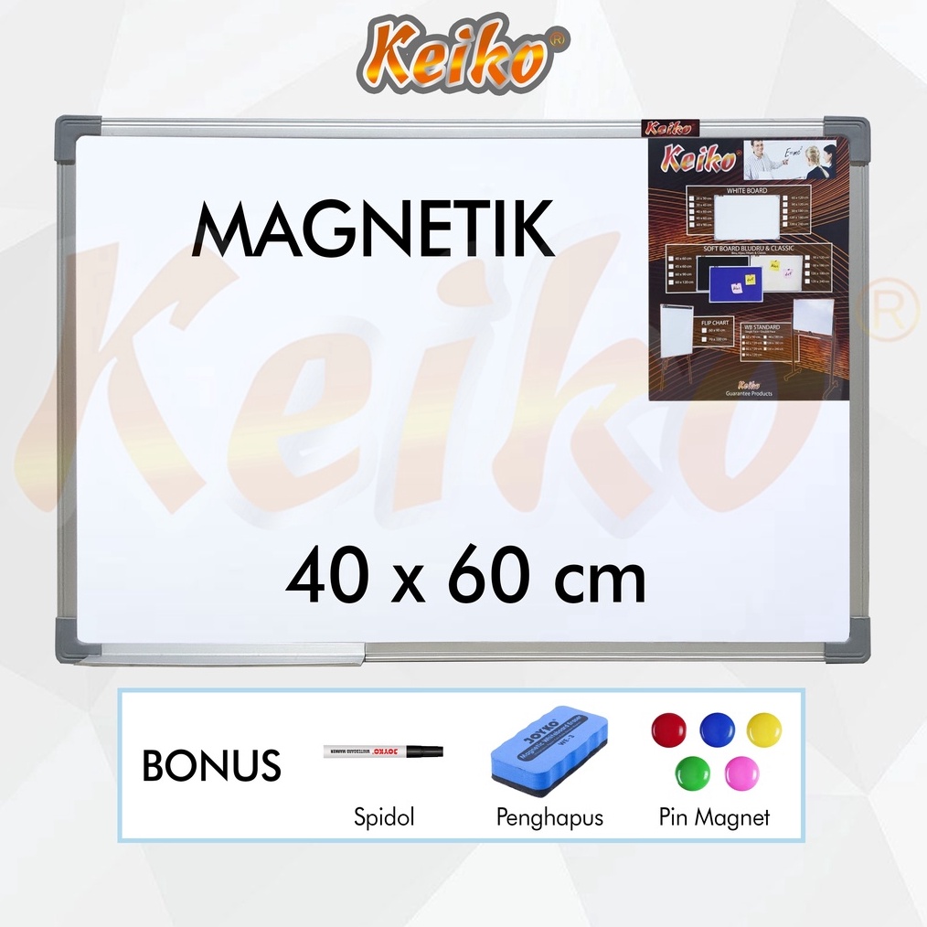 

Papan Tulis Whiteboard White Board Gantung Magnet Single Face Keiko 4 x 6 cm ART N3L5