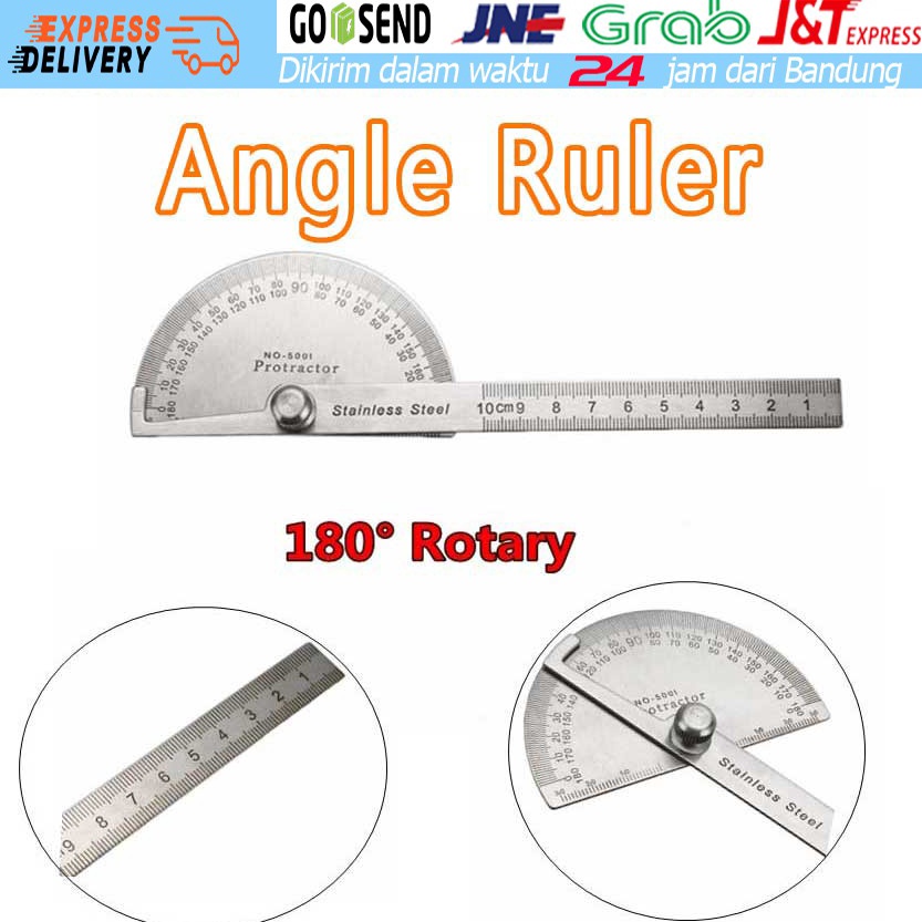 

Stainless Degree protractor busur derajat pengukur sudut penggaris busur Alat Ukur Sudut ART I7E7