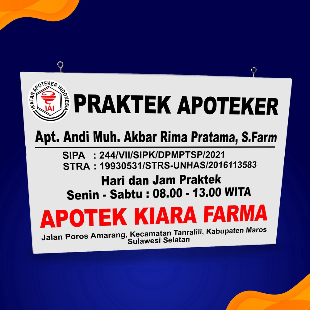 

PAPAN NAMA APOTEK APOTEKER ART Y5Z7