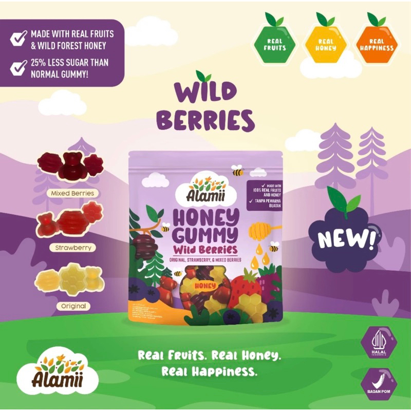 

Alamii - Honey Gummy - Wild Berries - Permen Jelly - 40gr - Less Sugar