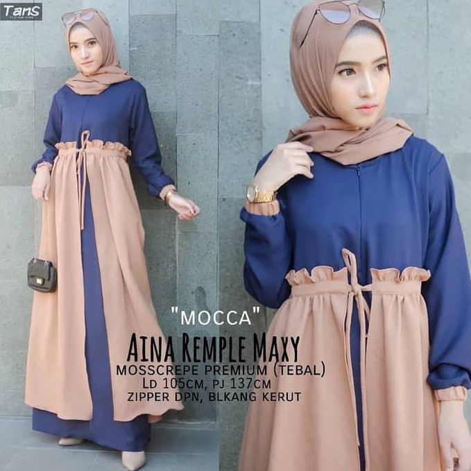 ART H68D Baju Wanita Terbaru Aina Dress Maxi Rempel Termurah Dresslim wolly cmb RABBANI gamis wanita