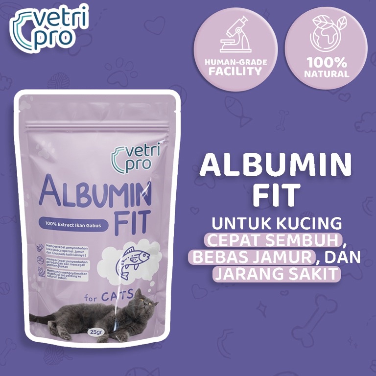 Vitamin Kucing Imunitas Bebas FluPilek  Jamur ALBUMIN FIT VETRIPRO ART C3O6