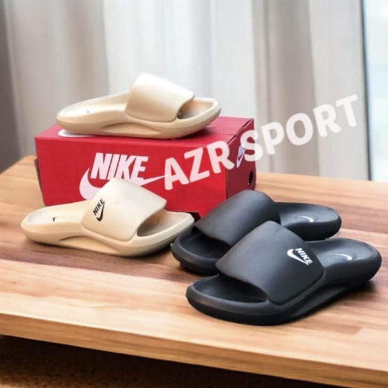 Sendal Nike Slop Hitam Mocca Adilete Yezy Eva Full Gress Sandal Slide Pria Slip On Empuk 39-44