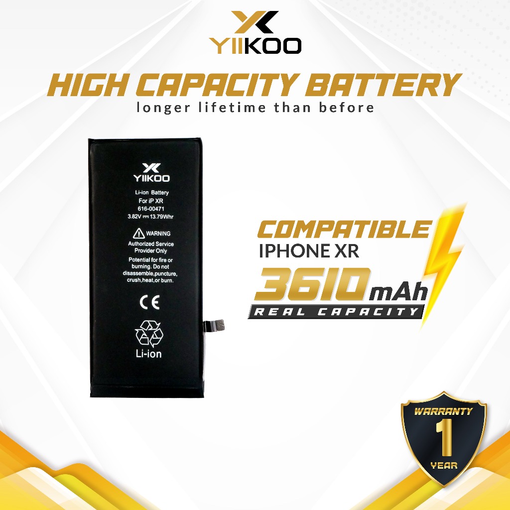 YIIKOO Baterai Iphone XR High Capacity Battery Batre Batrai Dual IC Protection Double Power HP Handp