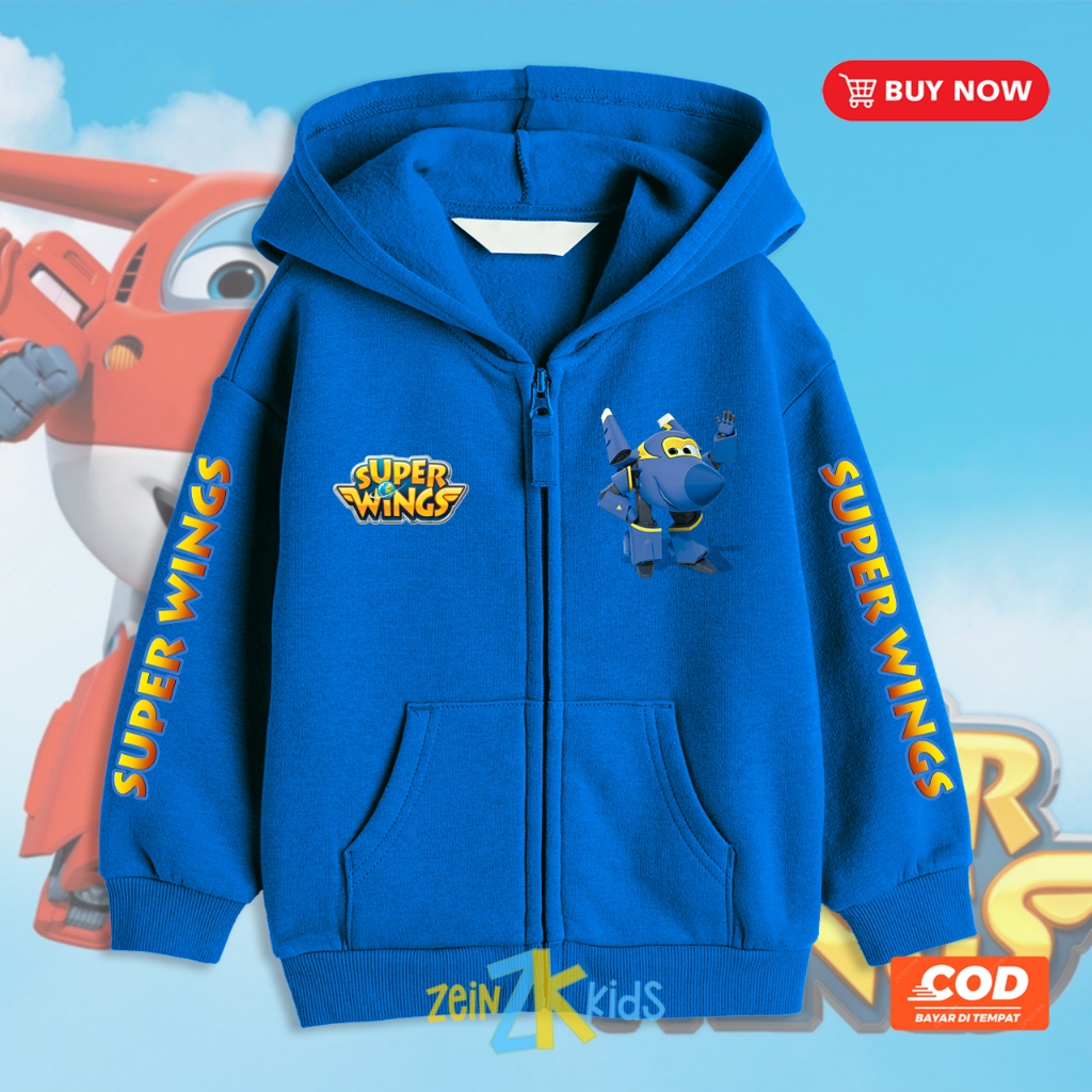 Hoodie Zipper Anak Super Wings Jerome Kartun / Jaket Anak Super Wings