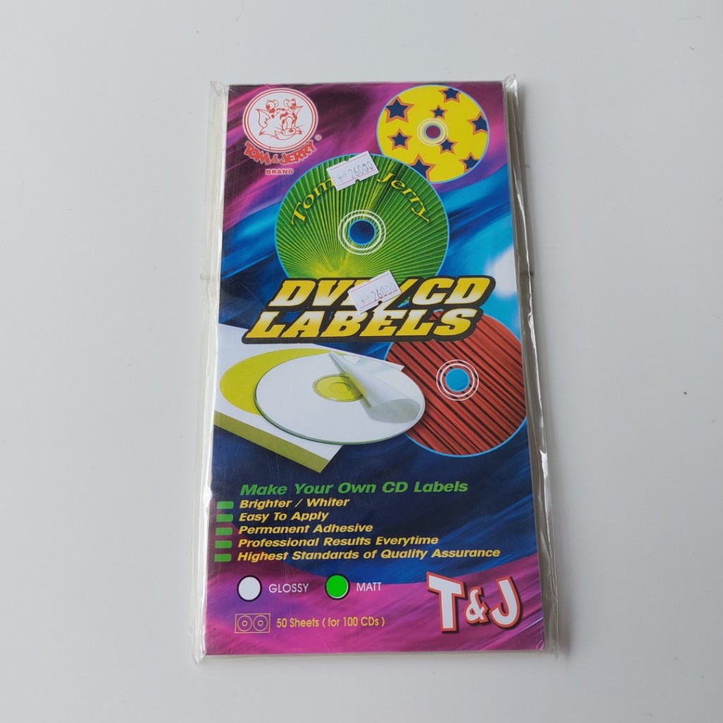 

Stiker CD DVD Labels Stickers Matt Tom & Jerry - 1 Pack Isi 50 Lembar (100 Buah)