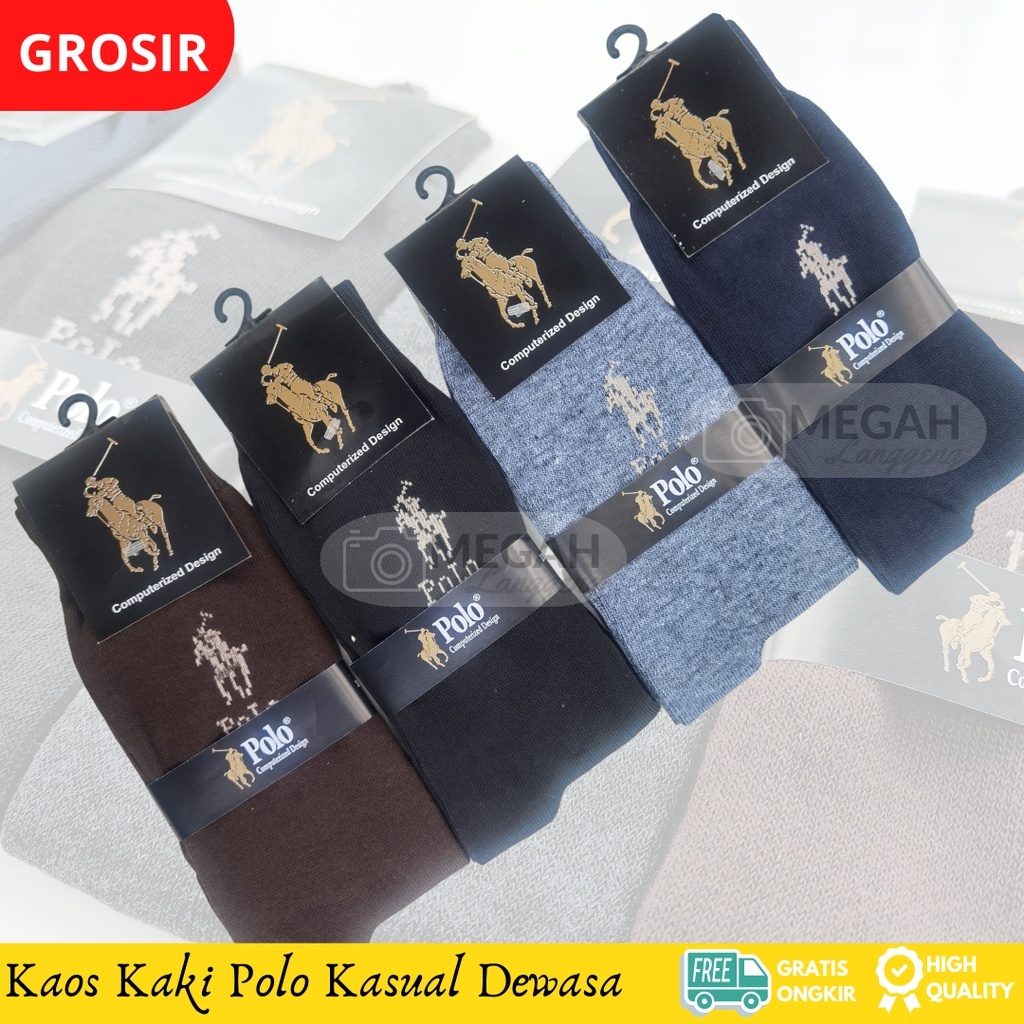 Kaos Kaki Kerja Kantor Pria - Mensocks Polo Motif Premium - Kaos Kaki Motif Pria Dewasa, Panjang Seb