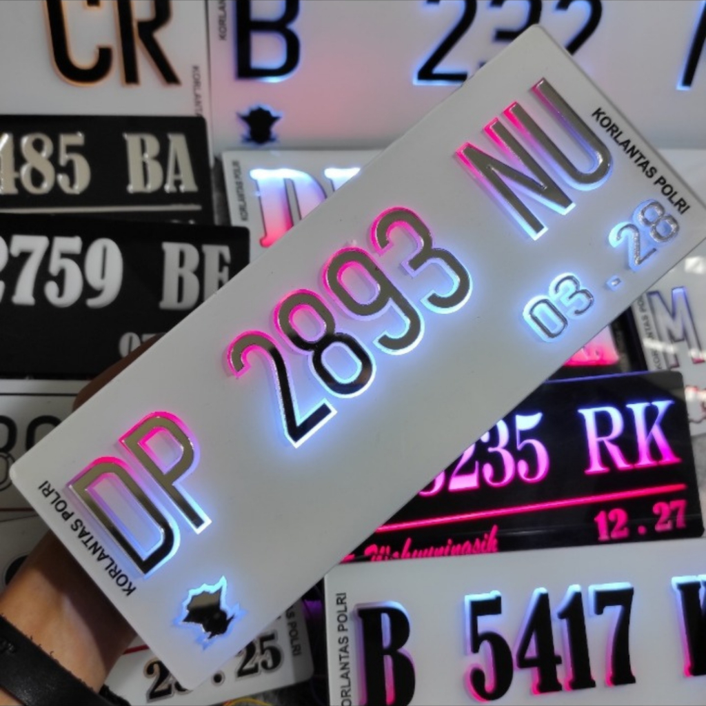 Plat Nomor LED Timbul crome Sepeda Motor