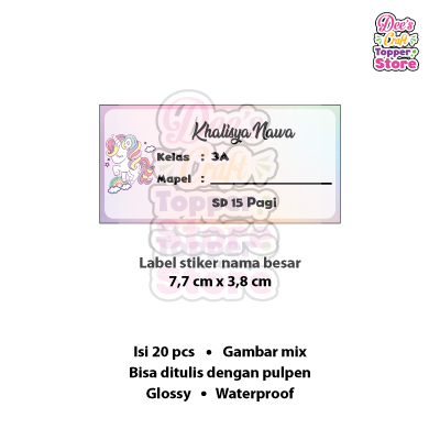 

Label Stiker Glossy Waterproof Mata Pelajaran Unicorn