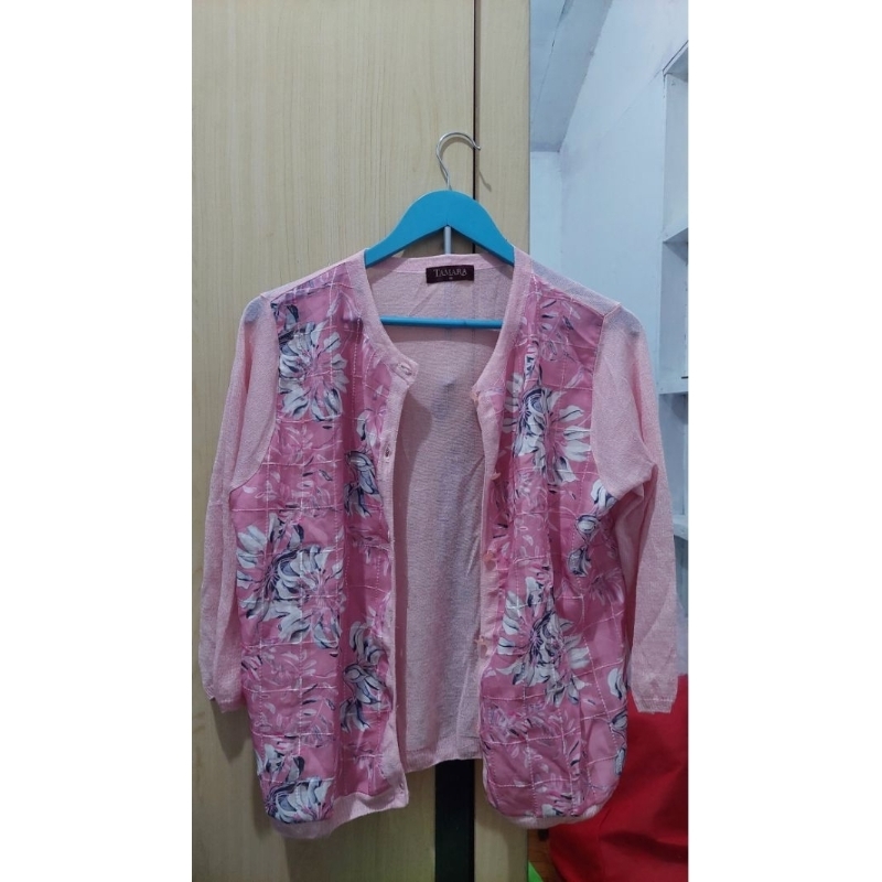 PL Outer Rajut / Cardigan Rajut Pink Floral