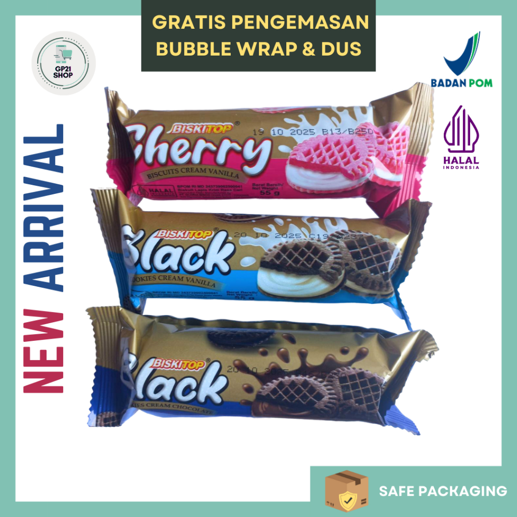 

Biskitop Black Cherry Cookies 55gr - Biskuit Sandwich Snack Cemilan Murah Enak