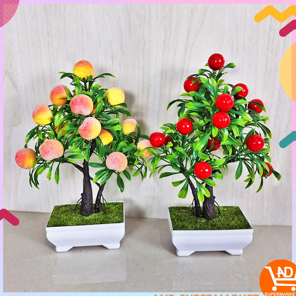 Paling dicari Tanaman Buah Hias Plastik Tanaman Pohon Hias Palsu Pot Tanaman Buah Cabe Jeruk Lemon P