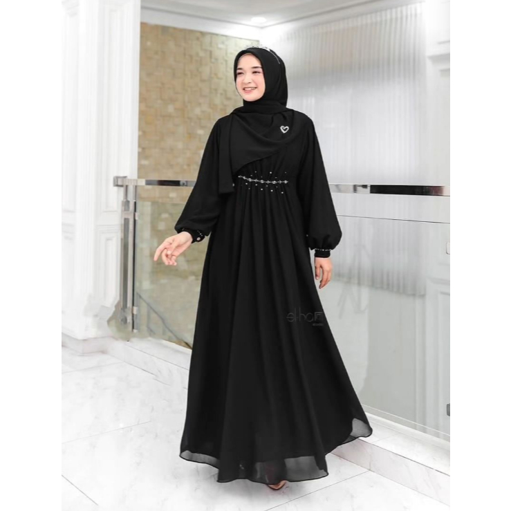 [ PROMO ] Erika Set Dress Bahan Ceruty Babydall  M L XL Gamis Dress Kondangan Model Terbaru 2024