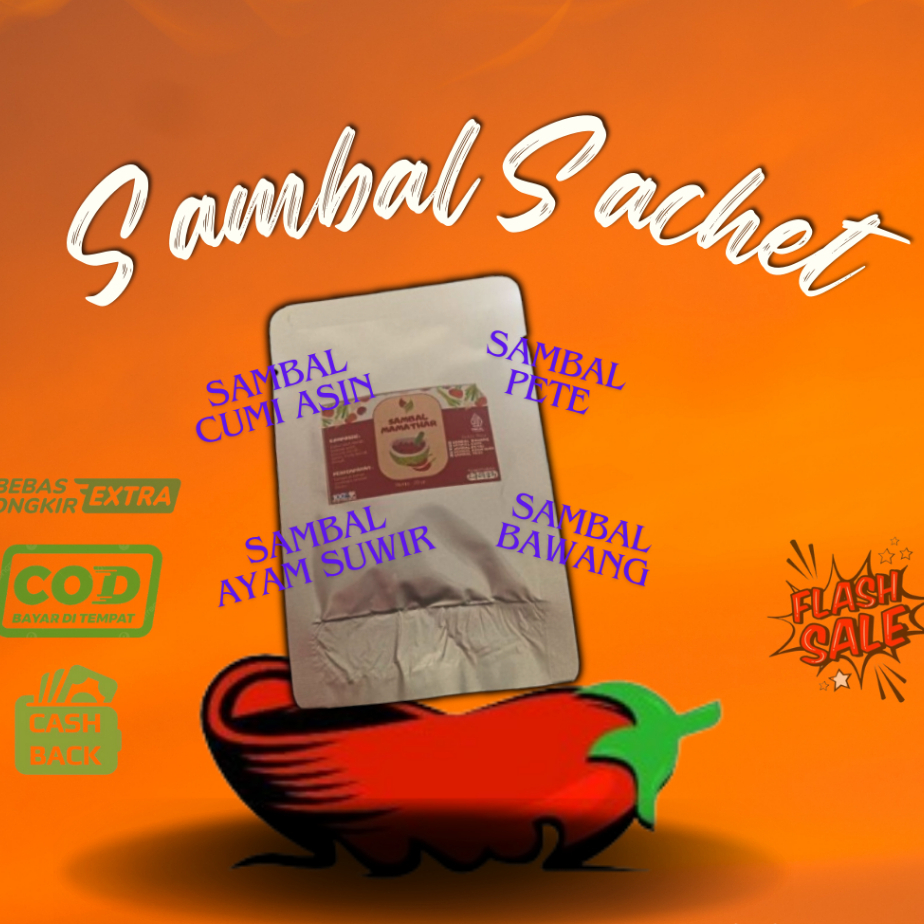 

Best Seller- Sambal Sachet Baby Cumi/Ayam Suwir/Pete/bawang/Terasi 20g