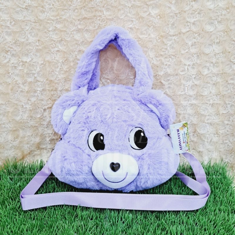 Tas Selempang Bulu Care Bears 2in1 Tas Tenteng Boneka Care Bears Ungu Tas Slempang Care Bears