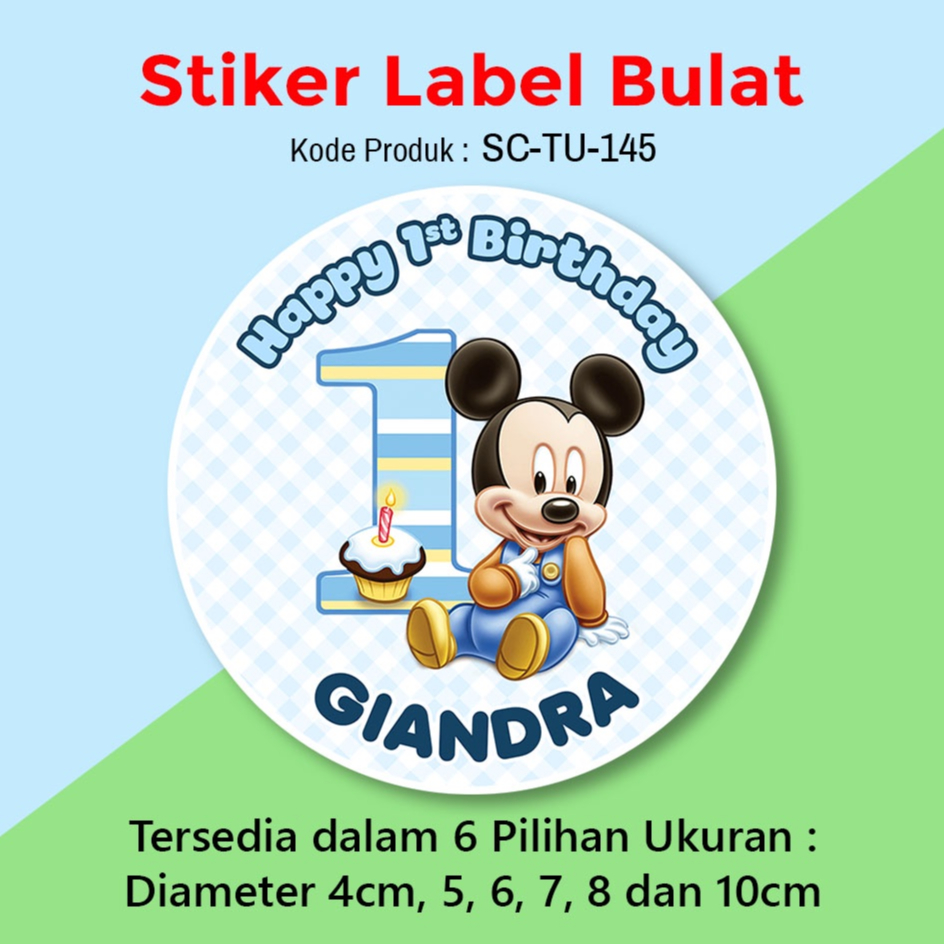 

STIKER LABEL ULANG TAHUN ANAK TUMPENG MINI BENTO SOUVENIR MICKEY FIRST