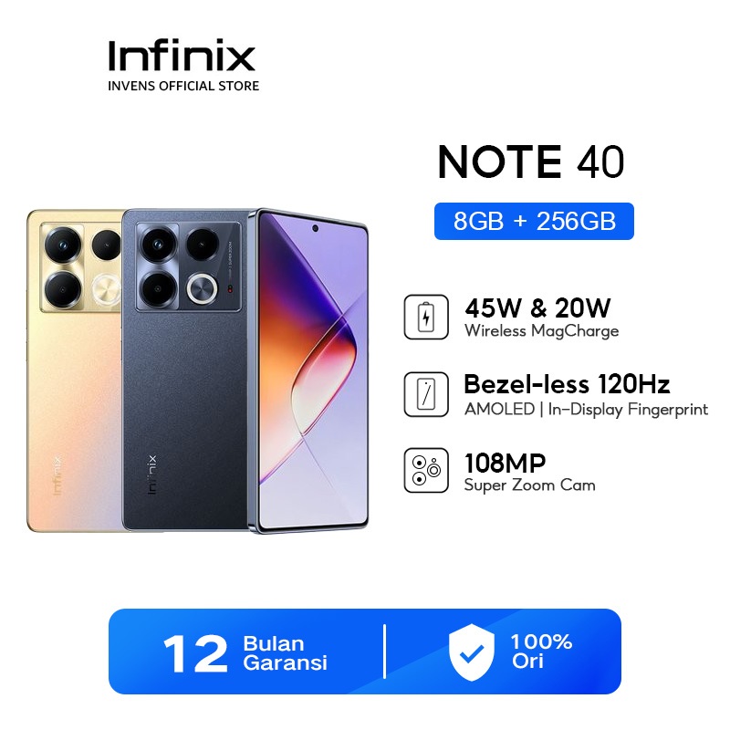Infinix Note 40 8/256GB - Up to 16GB Extended RAM - Helio G99 - 6.78”