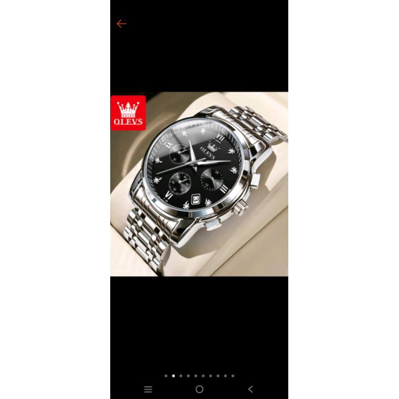 OLEVS Jam Tangan Pria Anti Air Original Stainless Steel Chrono Aktif Cowok Luminous Kalender Analog 