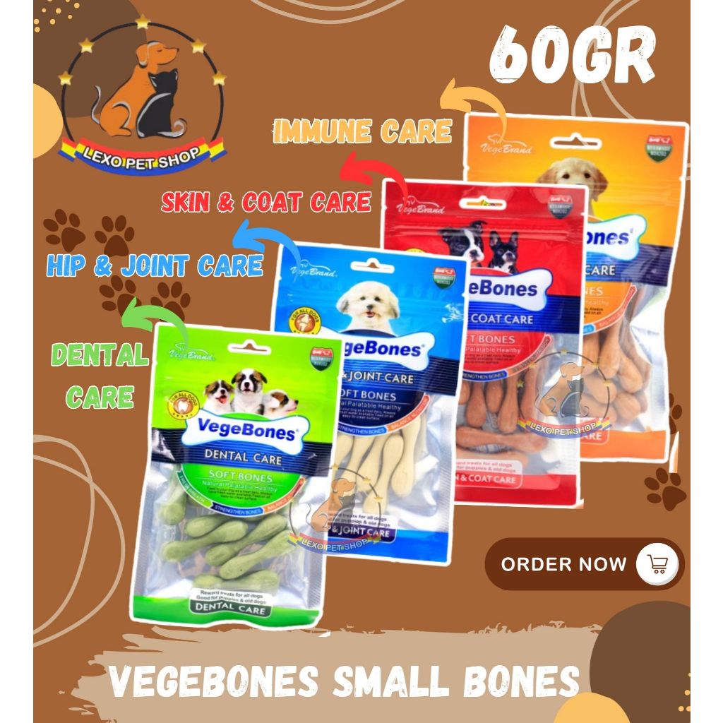 VEGEBONES SMALL BONES Dog Snack 60gr Treats Pembersih Gigi Treat Murah Kering Pembersih Karang Gigi 