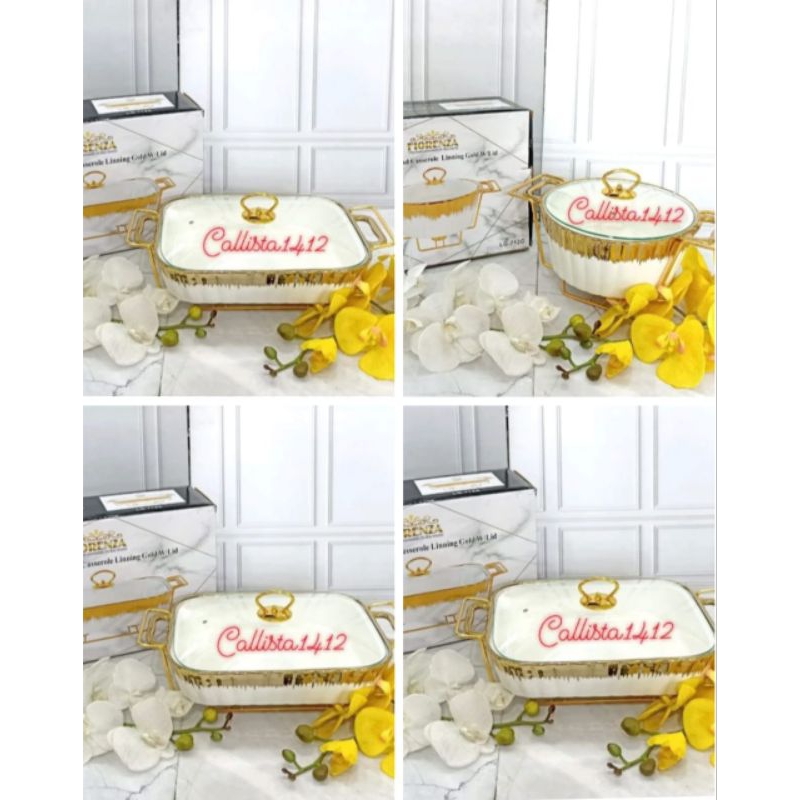 Prasmanan Pesta Fiorenza Marble Keramik Marble Set 4 Buah (Packing Kayu)