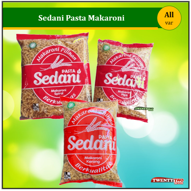 

Sedani Makaroni Pasta Pipa Spiral Kerang 1 kg