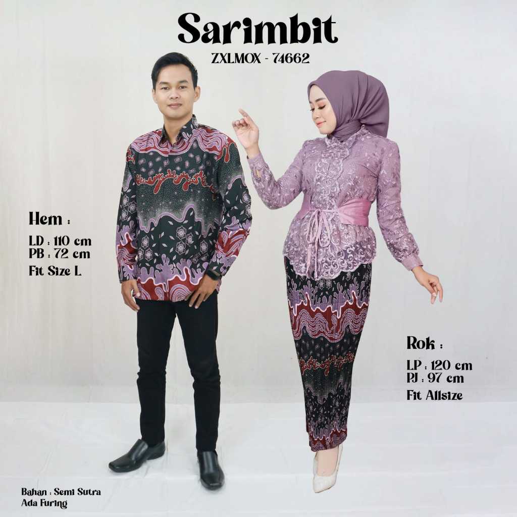 COUPLE BATIK RIA KENCANA SARIMBIT KEMEJA DAN ROK COUPLE KEKINIAN MURAH DAN TERBARU