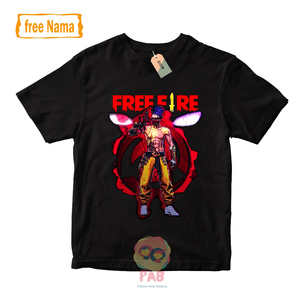 BAJU KAOS ATASAN ANAK GAME FREE FIRE FF CUSTOM NAMA