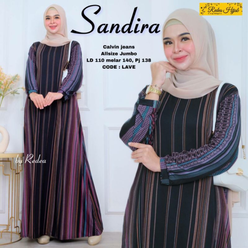 SANDIRA BAJU GAMIS CALVIN JEANS JUMBO TERBARU 2024 LD 110 140 MOTIF GARIS SALUR GAMIS HARIAN BAHAN A