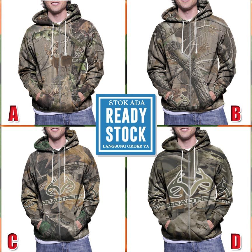 Ritsleting Hoodie Realtree Hoodie Zipper Fullprint Bahan Polyester Jersey