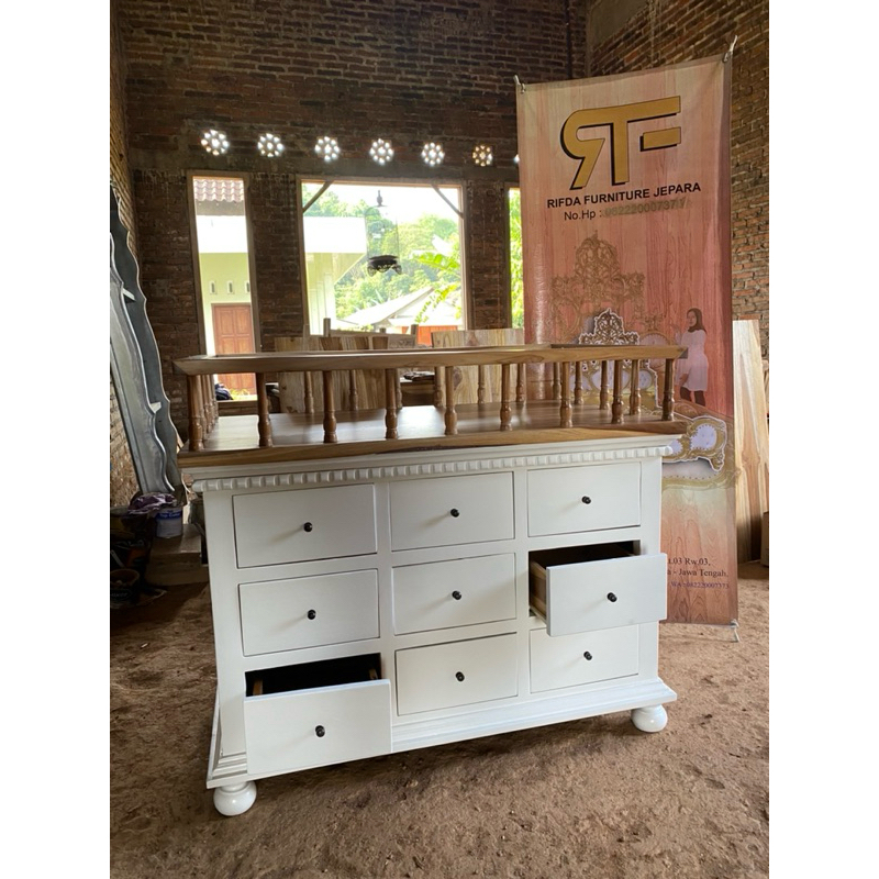 REAL PICT  Nakas Kranjang Jati Duco Antik Laci 9 ( Nakas Antik Laci 9, Nakas Jati Antik, Nakas Laci 