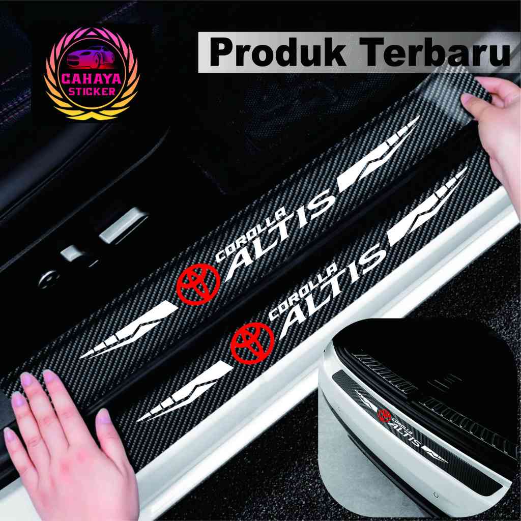 5 pcs sticker mobil toyota corolla altis sticker sill plate carbon 3D mobil toyota corolla altis sti
