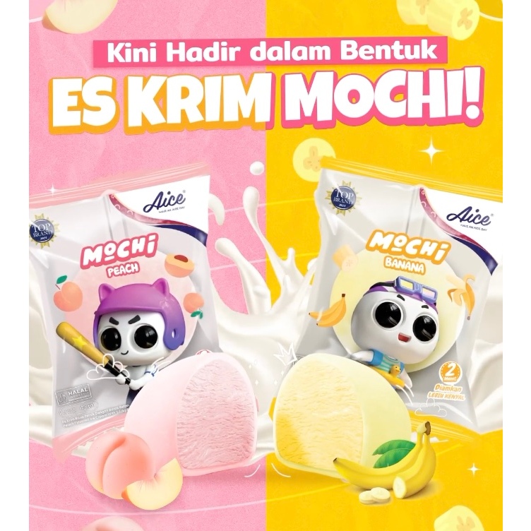 

Aice Mochi Ready All Varian ( Cokelat Strawberry Durian Vanila ) Es Krim Ice Segar