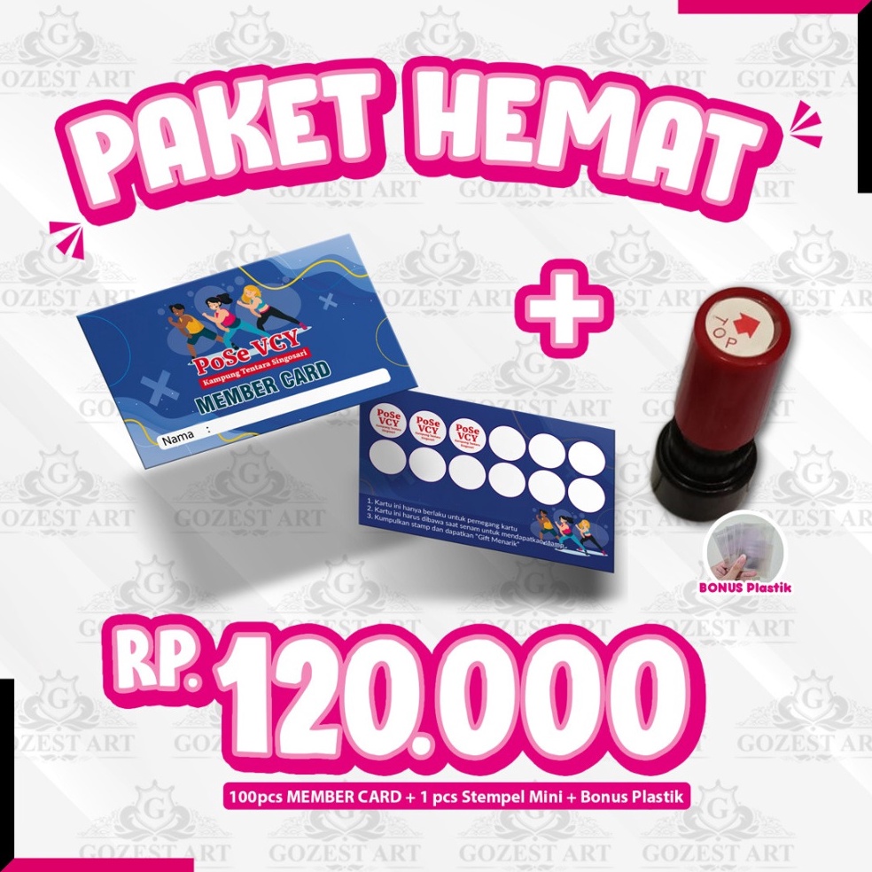 

PAKET HEMAT Member card dan Stamp Loyalty Card Kartu Member Custom Kartu Langganan Stempel ART P6F7