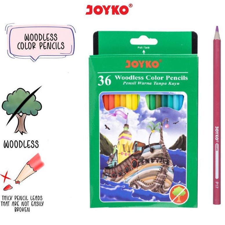 

Joyko Pensil 36 Warna Woodless Color Pencils Hexagonal Grip CP122 ART L4V8