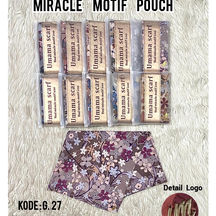 Stok terbaru SERAGAMAN POUCH UMAMA MIRACLE MOTIF POUCH METAL LOGO ICON PLAT BESI UM VOAL 11x11 cm Pr