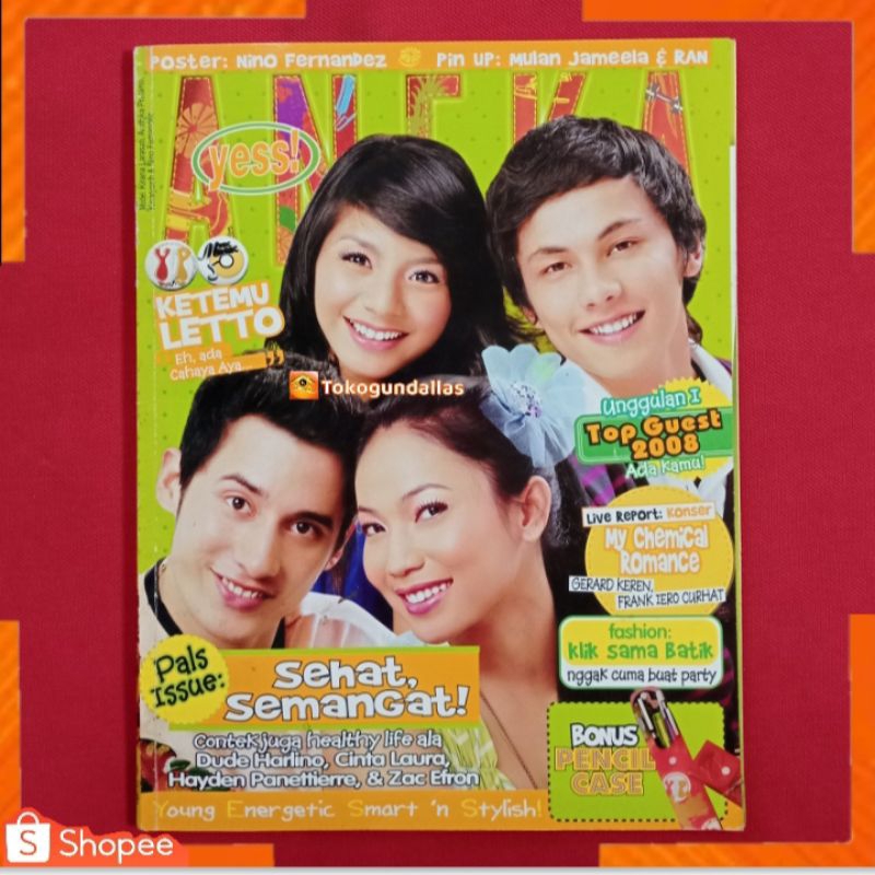 Majalah aneka yess 2008 / Model Cover Nino Fernandez,Kinar yosih,andhika pratama,Kirana Larasati / U