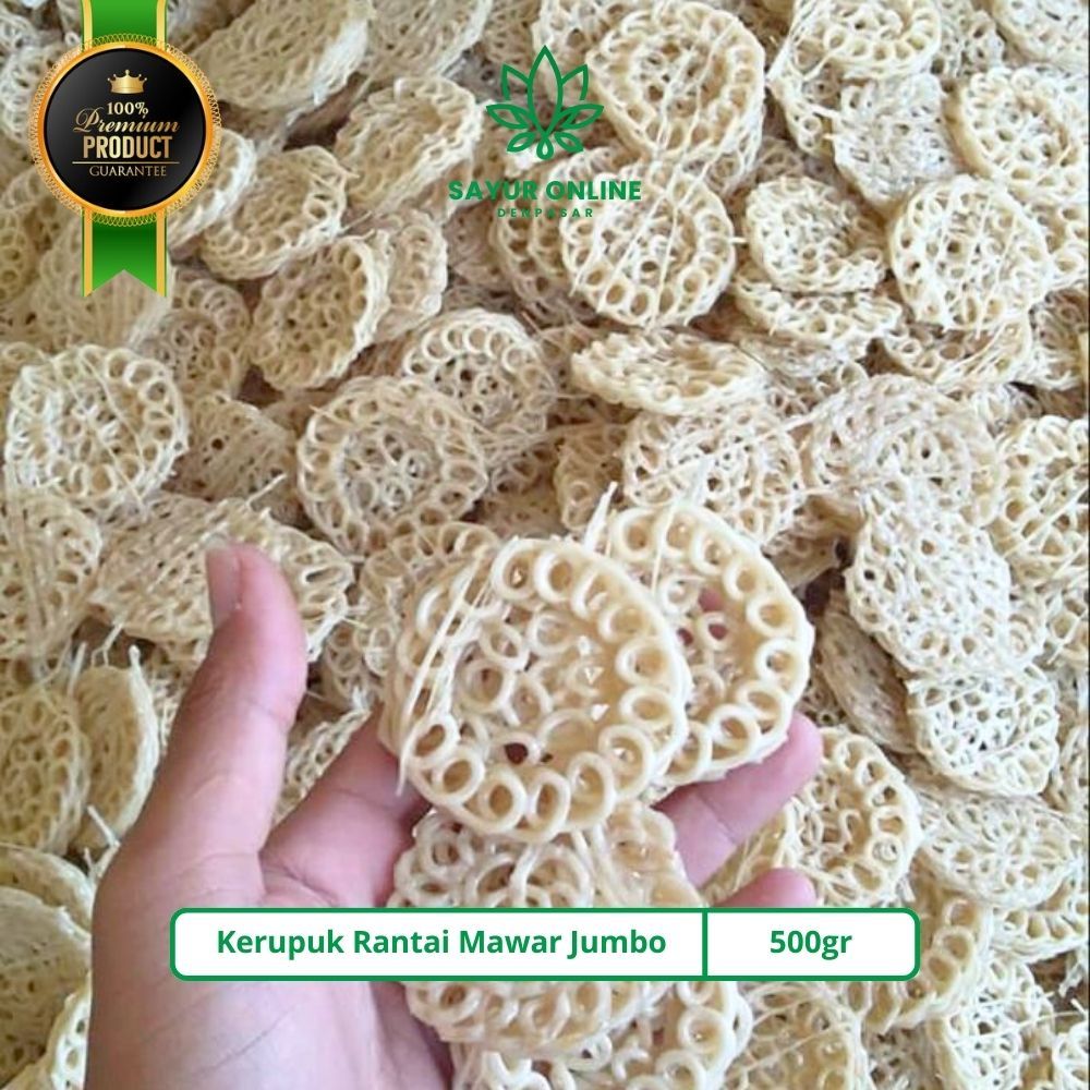 

Kerupuk Seblak Rantai Mawar Jumbo 500gr - Sayur Online Denpasar