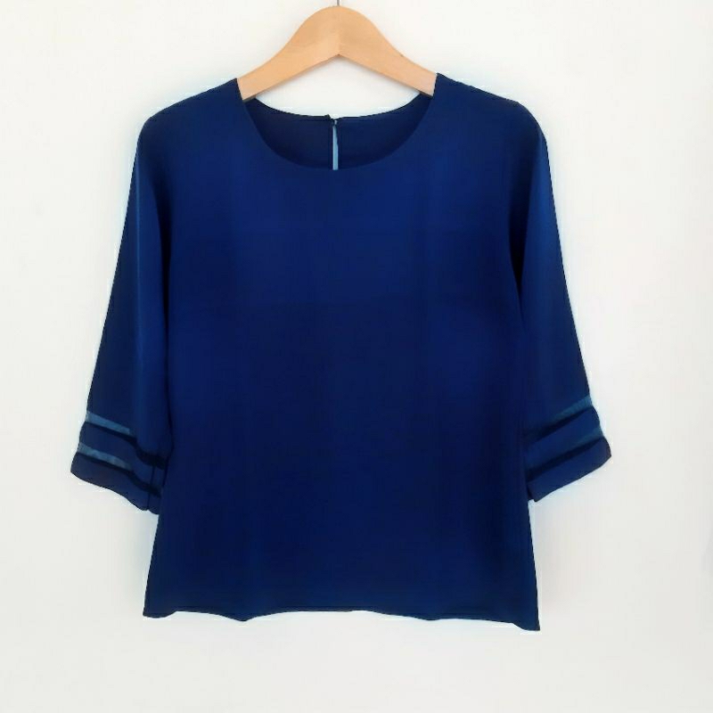 Blouse atasan wanita navy/biru dongker katun