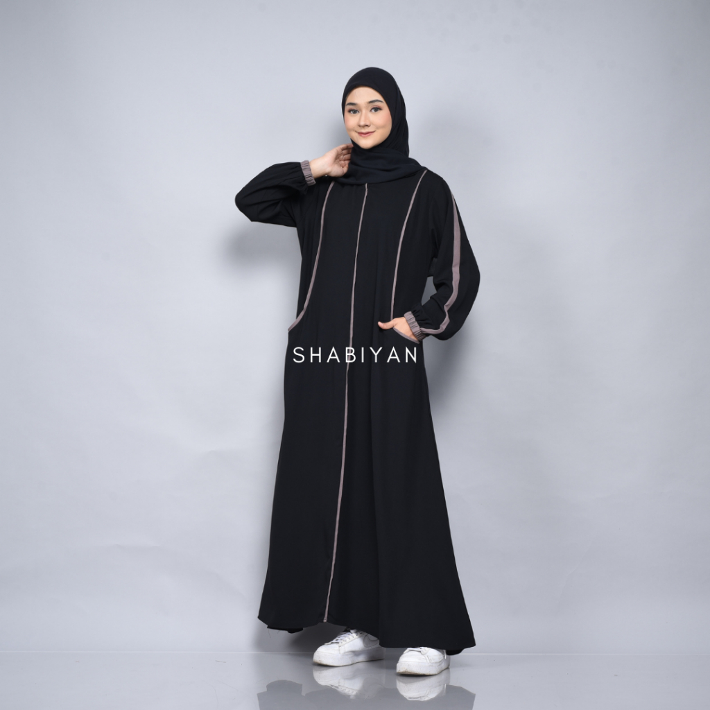 SHABIYAN-366 Gamis Hitam Polos Couple Ibu Anak