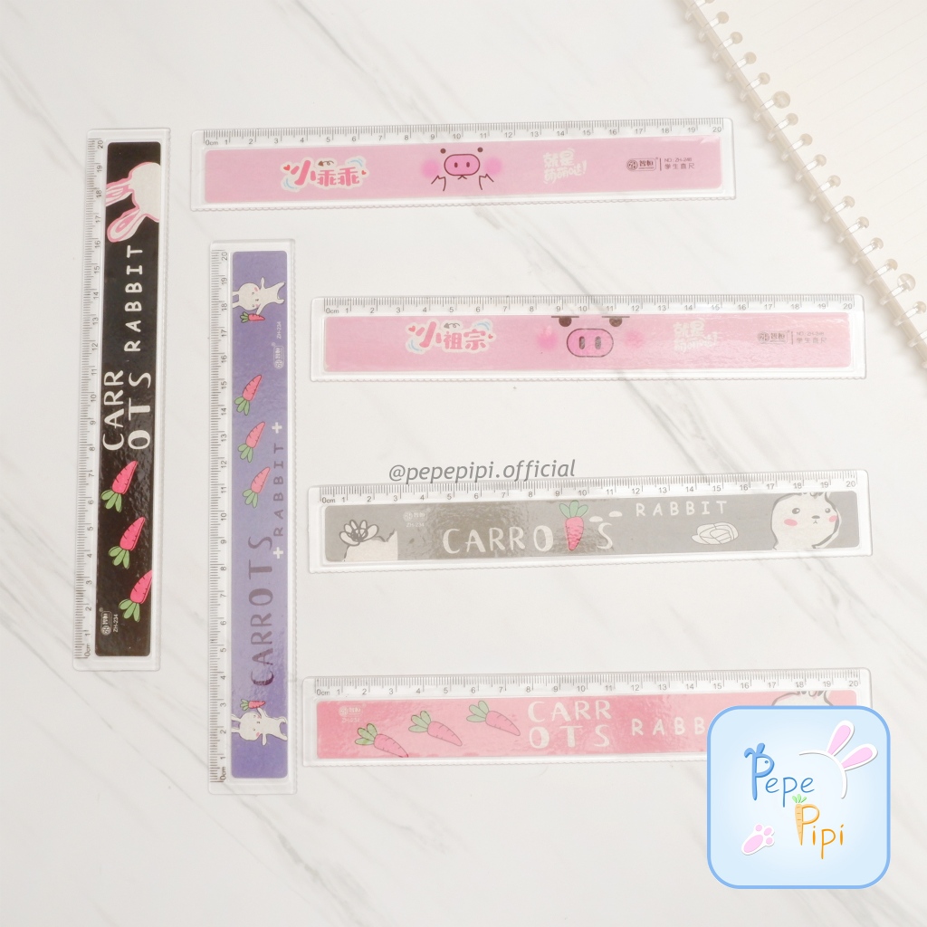 

Penggaris Panjang 20 cm Zhiheng Pig Rabbit Ruler Mistar Plastik Garisan