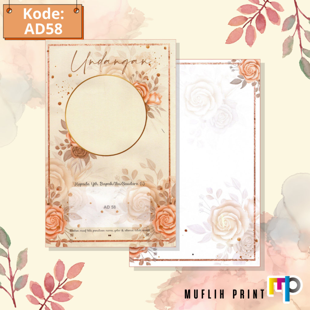 Blangko Undangan Pernikahan Kosong Murah + Amplop Undangan AD58